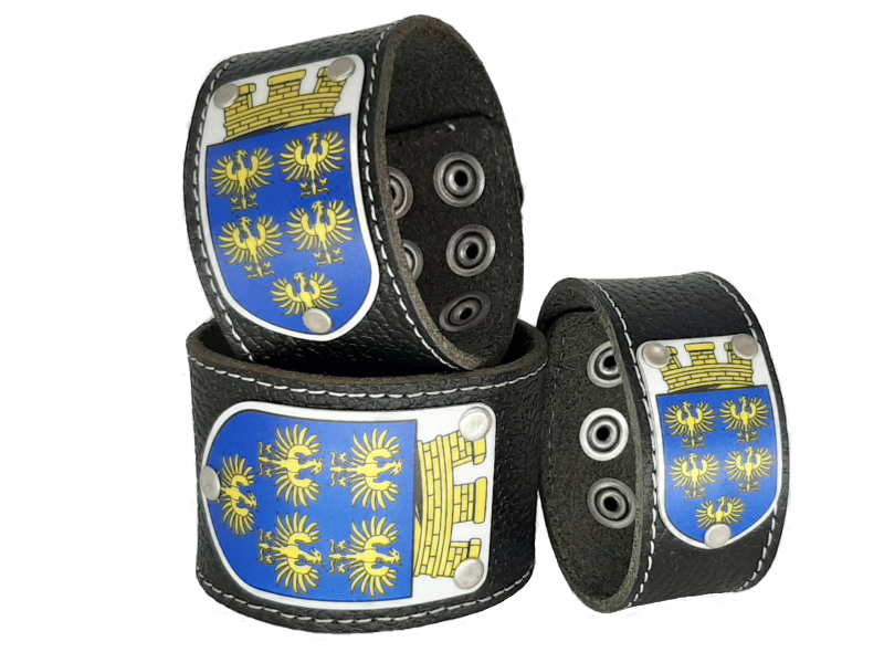 Lederarmband mit Niederösterreich Wappen aus schwarzem Leder