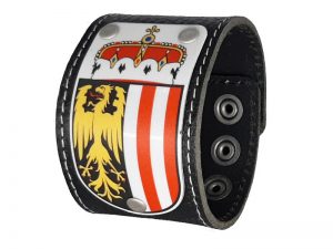 Lederarmband mit Oberösterreich Wappen Leder schwarz 5cm