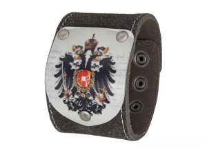 Armband mit Österreich Doppeladler rustikal silbergrau