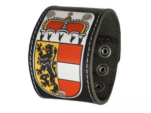 Armband Salzburg Leder schwarz 5cm mit Wappen