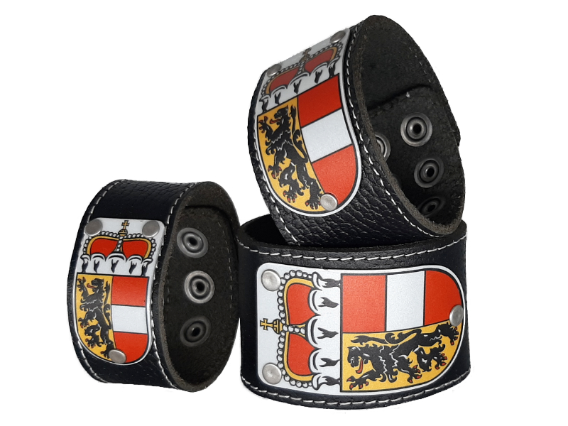 Salzburger Armband Leder schwarz mit Salzburg Wappen