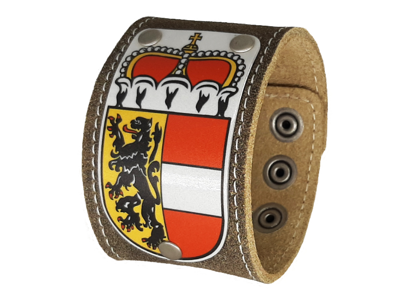 Lederarmband mit Salzburg Wappen Trachtenbraun