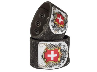 Armband Schweiz mit Schweiz Wappen Silbergrau 5cm breit