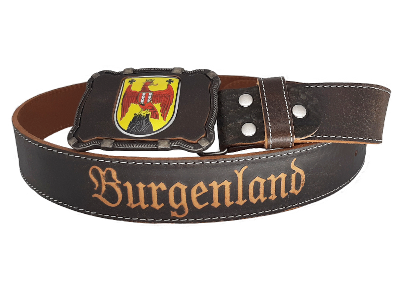 Ledergürtel mit Burgenland Wappen Deluxe