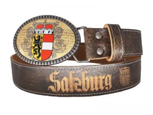 Gürtel mit Salzburg Wappen und Lederprägung