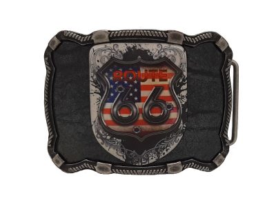 Gürtelschnalle für Biker mit Route 66 Emblem